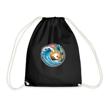 surf plage palmier soleil vacances - Sac de sport léger - noir - Devant
