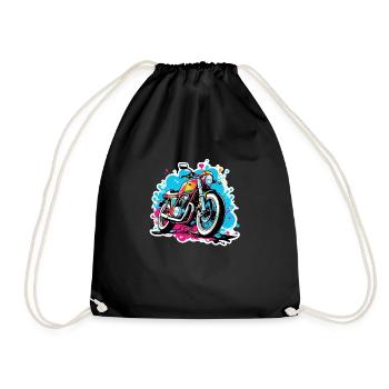 moto vintage style retro - graffiti - Sac de sport léger - noir - Devant