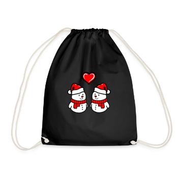 Schneemann love - Turnbeutel - Schwarz - Vorne