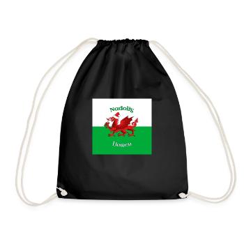 Nadolig Llawen - Christmas Welsh Dragon Flag - Drawstring Bag - black - Front