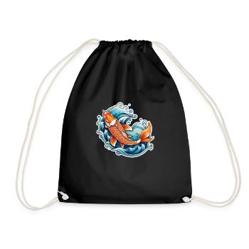Koi Carp - Japanese Fish - Drawstring Bag - black - Front