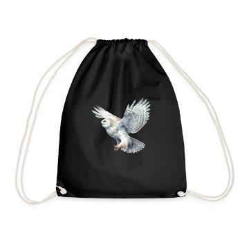 SnowyOwl 04 - Drawstring Bag - black - Front
