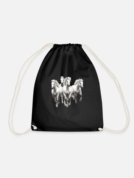Horses - Drawstring Bag - black