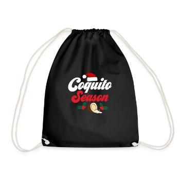 Coquito Season Rum Drink Coconut Puerto Rican - Drawstring Bag - black - Front