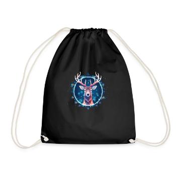 Deer in Ornament, Love Deers - Drawstring Bag - black - Front