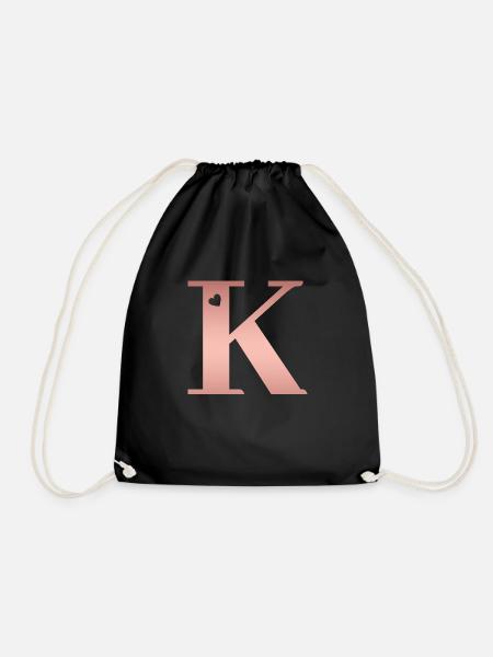 Buchstabe K Roségold - Turnbeutel - Schwarz