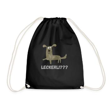 Leckerlii / Hund / Rasse / Geschenks Idee - Turnbeutel - Schwarz - Vorne