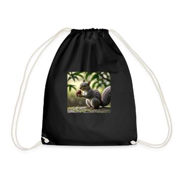 Squirrel with nut - Eichhörnchen mit Nuss - Drawstring Bag - black - Front