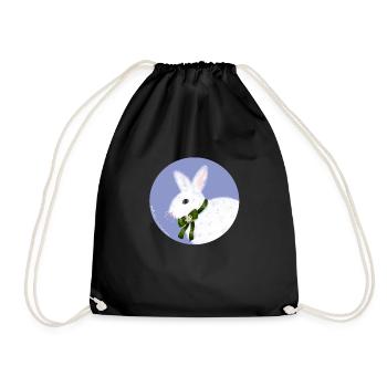 Weißer Hase - Turnbeutel - Schwarz - Vorne