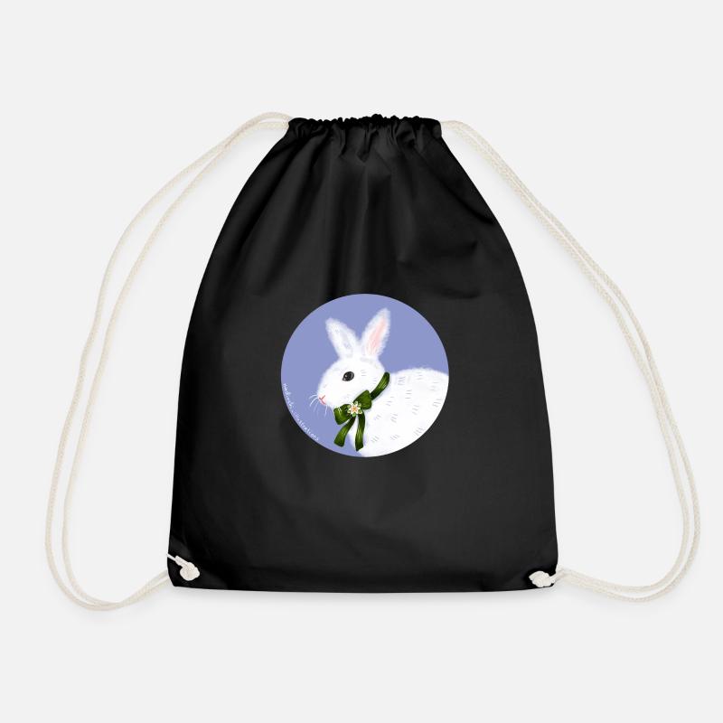 Weißer Hase - Turnbeutel - Schwarz