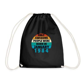 Only Awesome People Were Born In January 1984 - Drawstring Bag - black - Front