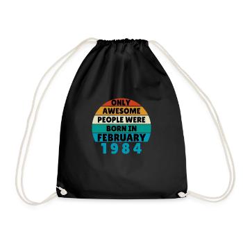 Only Awesome People Were Born In February 1984 - Drawstring Bag - black - Front