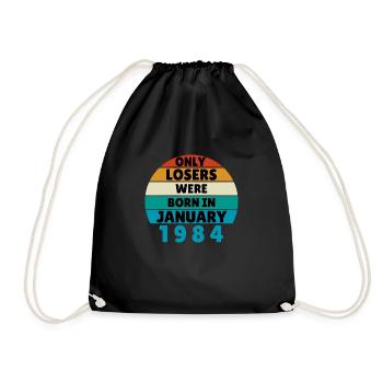 Only Losers Were Born in January 1984 - Humour - Drawstring Bag - black - Front