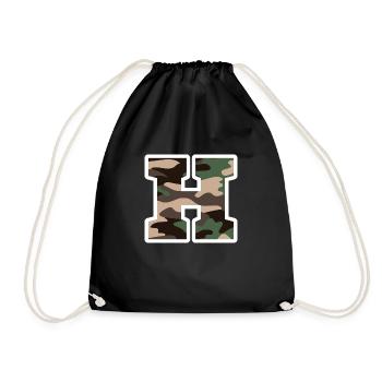 lettre H camouflage militaire-idée cadeau - Sac de sport léger - noir - Devant