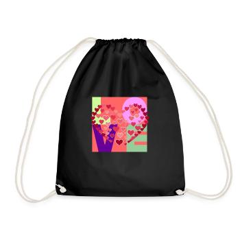 "LOVE" - Ein buntes Design voller Liebe - Turnbeutel - Schwarz - Vorne