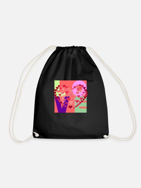 "LOVE" - Ein buntes Design voller Liebe - Turnbeutel - Schwarz