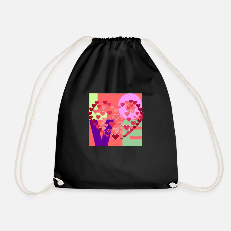 "LOVE" - Ein buntes Design voller Liebe - Turnbeutel - Schwarz