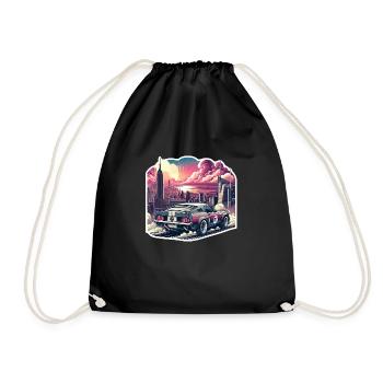 Vintage American and Sports Car - Drawstring Bag - black - Front