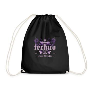 Techno is my Religion Schmetterling - Turnbeutel - Schwarz - Vorne