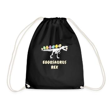 Eggosaurus Rex Funny Easter Dino for Kids - Drawstring Bag - black - Front