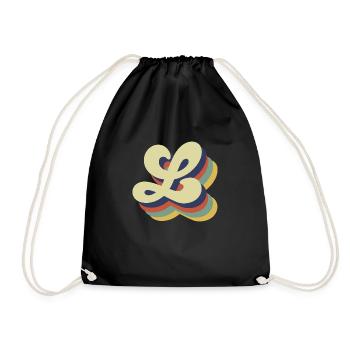 Retro Letter L - Drawstring Bag - black - Front