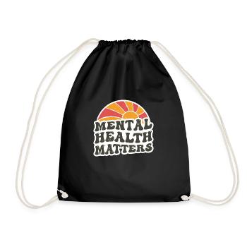 Mental Health Awareness Vintage Sunset Mental - Drawstring Bag - black - Front