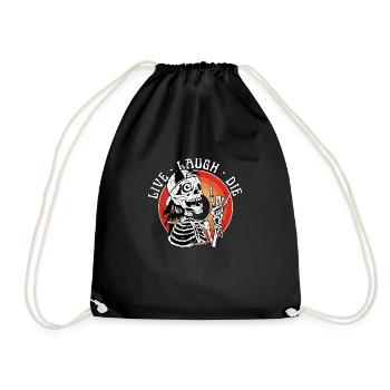 Live Laugh Die Funny Halloween Skeleton Sarcastic - Drawstring Bag - black - Front
