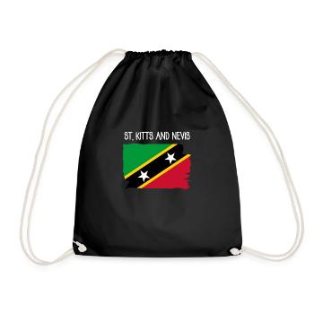 Saint Kitts and Nevis - Caribbean - West Indies - Drawstring Bag - black - Front