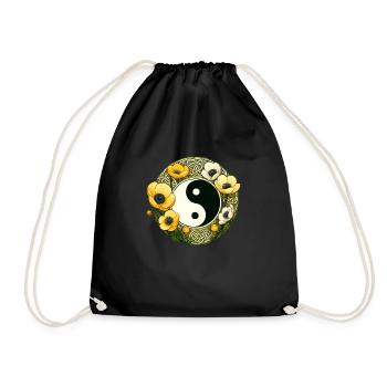 Floral Yin Yang - Drawstring Bag - black - Front