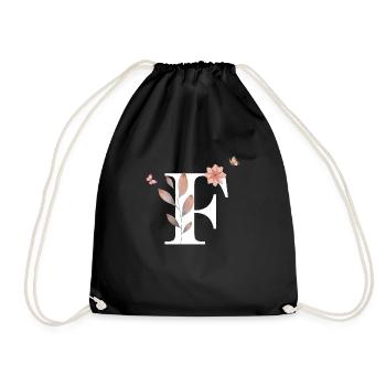Letter f wildflowers watercolors - Drawstring Bag - black - Front
