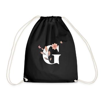 Letter g wildflowers watercolors - Drawstring Bag - black - Front