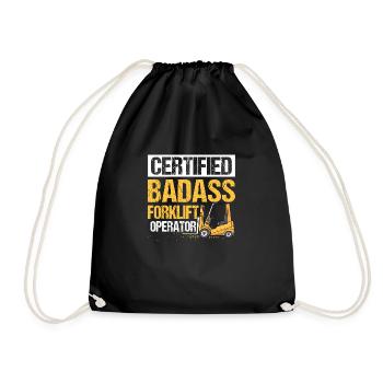 Certified Badass Forklift Operator Driver Job - Drawstring Bag - black - Front