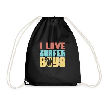 I Love Surfer Boys Surfboard Summer Surfing - Turnbeutel - Schwarz - Vorne