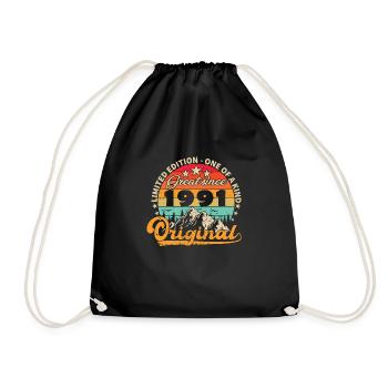 Millésime Né(e) 1991 Cadeau Anniversaire. - Sac de sport léger - noir - Devant