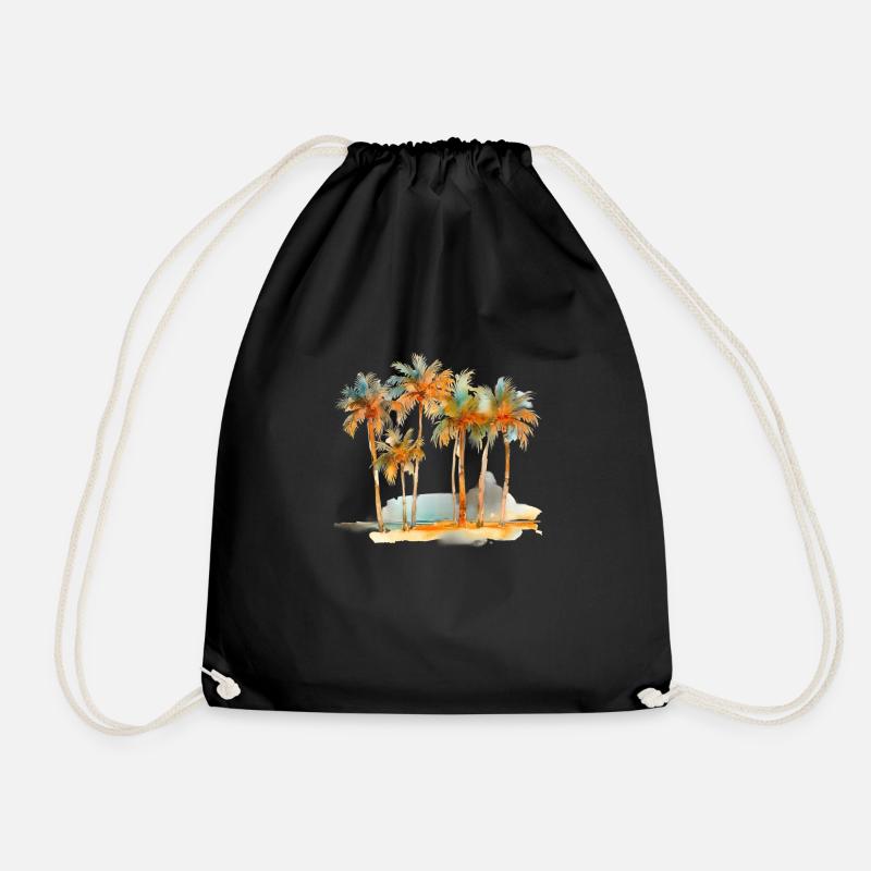THE ISLAND OF SEVEN PALM TREES - Drawstring Bag - black