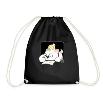 Dog Korean - Japanese Style 07 - Drawstring Bag - black - Front