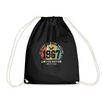 Original Geboren 1967 Authentisches Geschenk 1967 Bursdag - Turnbeutel - Schwarz - Vorne
