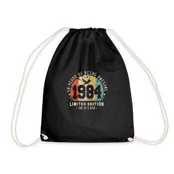 Original Geboren im Jahr 1984 Authentisches Geschenk 1984 Bursdag - Turnbeutel - Schwarz - Vorne