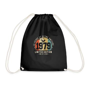 Original Geboren 1979 Authentisches Geschenk 1979 Bursdag - Turnbeutel - Schwarz - Vorne