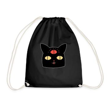 Katze und drittes Auge - Turnbeutel - Schwarz - Vorne