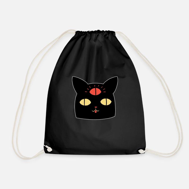 Cat and Third Eye - Drawstring Bag - black