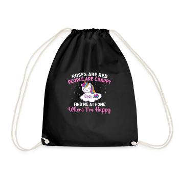 Roses Are Red - Rainbow Unicorn Mystical Creature - Drawstring Bag - black - Front