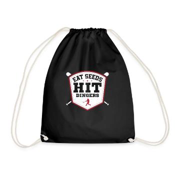 Eat Seeds Hit Dingers Sport Fan Baseball - Turnbeutel - Schwarz - Vorne