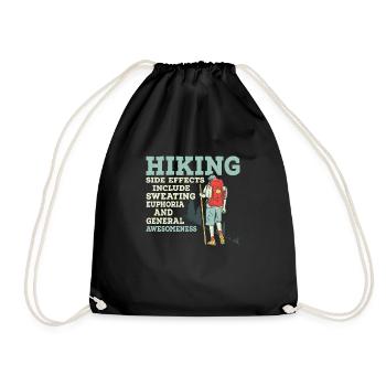Hiking Side Effects Include Sweating Mountain Hike - Drawstring Bag - black - Front