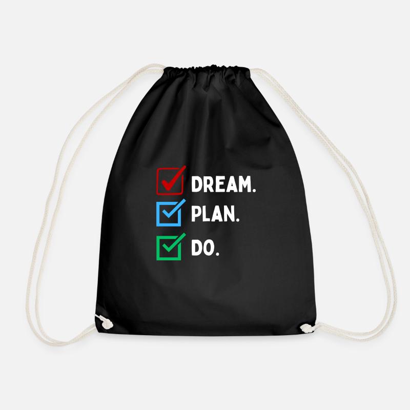 Dream Plan Do Checkliste Design - Turnbeutel - Schwarz
