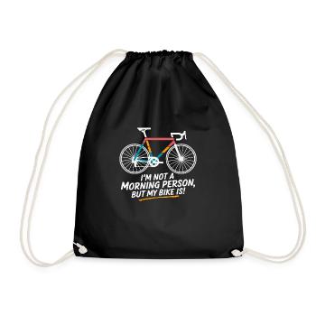 Ich bin kein Morgenmensch, aber mein Fahrrad ist es - Turnbeutel - Schwarz - Vorne