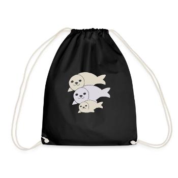 phoque père mère enfant - Sac de sport léger - noir - Devant