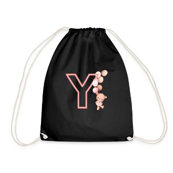 Lettre y rose ours - Sac de sport léger - noir - Devant