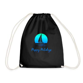 Sailboat Design - Happy Holidays - Drawstring Bag - black - Front