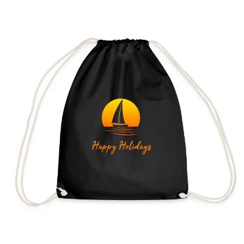 Sailboat Design - Happy Holidays - Drawstring Bag - black - Front